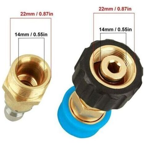 Kaelt - Adaptateur pour nettoyeur haute pression, filetage mâle et femelle M22, raccord rapide 1/4 pouce, raccords en laiton, kit de déconnexion rapide pour Karcher HD. (1/3)