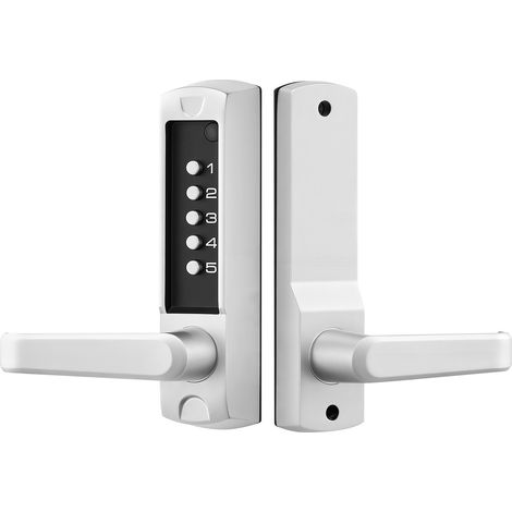 Mophorn Serratura meccanica a combinazione per porte con tastiera monofacciale, codice a 5 cifre con maniglia, serratura senza chiave per porte d'ingresso e giardino, colore argento (1/5)