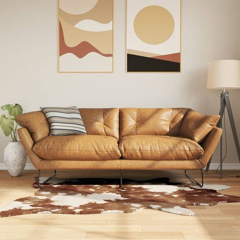 Tapis marron et blanc 120 x 170 cm, motif vache, lavable (1/5)
