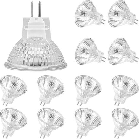 Ampoules Halogènes MR11(Pack de 12),Lampe Halogène GU4 12V 20W, Ampoule Mr11 GU4 Dimmable Couvercle en Verre pour Plafonnier, 2 Broches Ampoule Halogene 2700K Blanc Chaud (1/5)