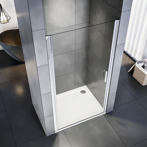 SIRHONA Porte de Douche 90 x 185 cm pivotante extensible verre trempé 6mm Joint de bas étanche,SIRHONA