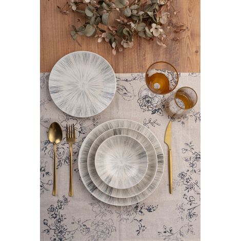 service à dîner 24 pièces, porcelaine, avec assiettes, bols et assiettes à dessert, passe au lave-vaisselle et au micro-ondes, pour toutes les occasions (1/5)
