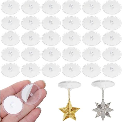50 ganchos de techo autoadhesivos transparentes, no requieren taladrar, perfectos para decoración. (1/5)