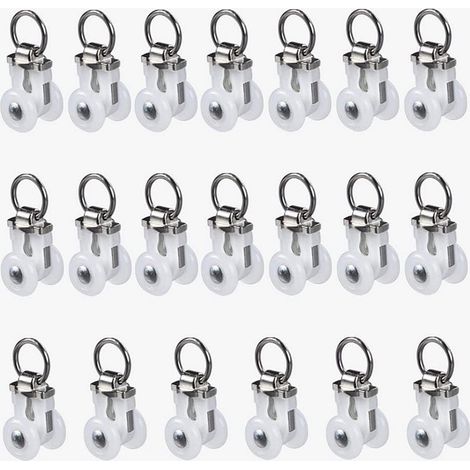 Poulies pour tringle à rideaux, roues en acier, crochets, roues de suspension, rails carrés, roulettes, rails de guidage, roues à billes, accessoires, roues auxiliaires silencieuses (15 pièces) (1/5)