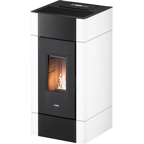 Cadel Pelletofen Cristal 9 Metall Weiß 8,5 kW Pellet Air Kamin Kaminofen belüftet (1/5)