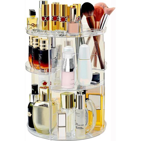 360° Drehbar Make Up Kosmetik Organizer Justierbarer Aufbewahrung Kosmetikbox Großer Kapazitäts Hautpflege Makeup Organizer Eitelkeit und Badezimmer (1/5)