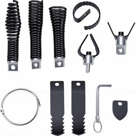 Rohrreinigungsset mit Spirale und Schneidköpfen, 9-teilig, für elektrische Rohrreiniger, 5/16 bis 5/8" Kabel
