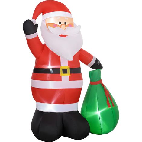 Père de Noël gonflable de 180 cm avec lumières LED, matériel fixation et souffleur, intérieur et extérieur (1/5)