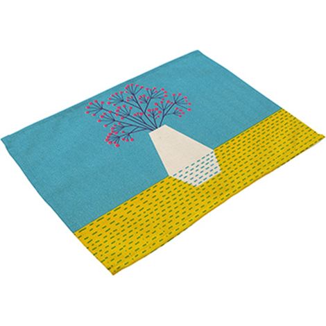 Tapis De Table - Motif Fleurs Colorées - Isolation Thermique Et Résistant - Pour Salle À Manger Et Cuisine - Lot De 8 (1/2)
