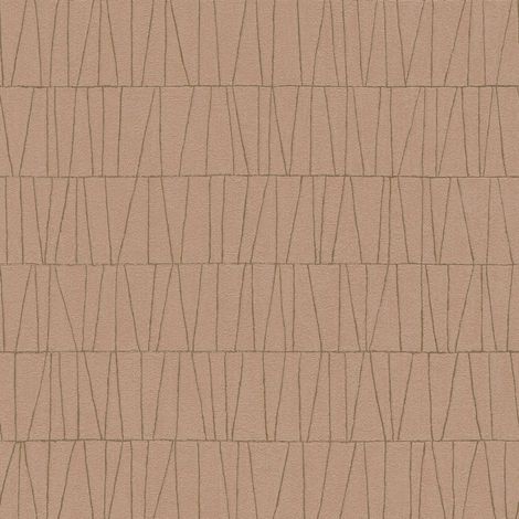 Graphic wallpaper wall Profhome 395065 non-woven wallpaper textured with geometric shapes and metallic highlights pink bronze 5.33 m2