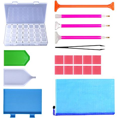Kit de 20 outils et accessoires de peinture diamant avec boîte à bijoux et stylet pour peinture DIY (1/5)