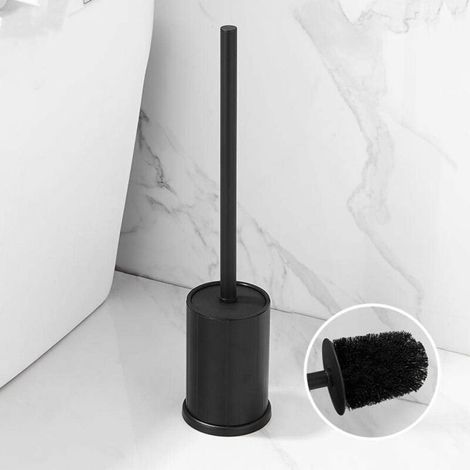 Toilet Brush and Holder for Bathroom, Flexible Toilet Brush Head (Black)