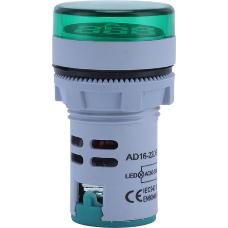 Voltmètre numérique rond AD16-22FSV, indicateur de tension AC 60-500V, voyant vert, signal LED, afficheur digital, panneau industriel, compteur électrique, ampoule témoin, moniteur de tension, voyant  (1/5)