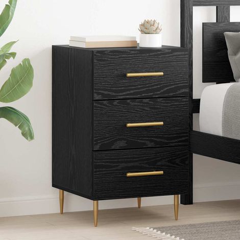 Bedside Cabinet Black Oak 40 x 40 x 66 cm Engineered Wood vidaXL (1/5)