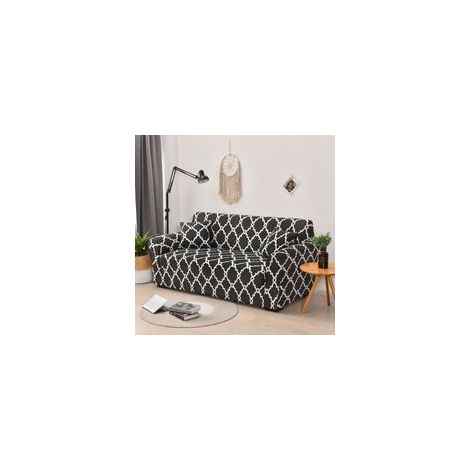 Housse de Canapé 2 Place 150 185cm Couverture Canapé avec Accoudoirs Moderne Couvre Canapé Elastique Universelle Revêtement de Canapé Housse de Protection carreaux gris foncé (1/3)
