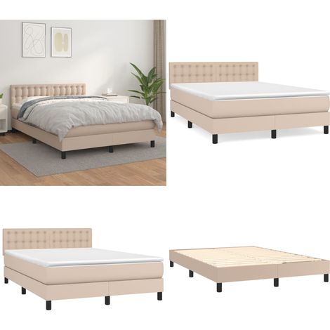 Boxspringbett Matratze Cappuccino-Braun 140x200cm Kunstleder - Boxspringbett - Doppelbett - Bettenrahmen - Kunstlederbett - Capucchino Braun - Home & Living (1/5)