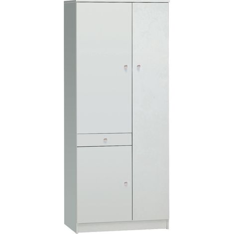 Armadio 3 Ante 1 Cassetto 77x183x34 cm Bianco Lisco (1/2)