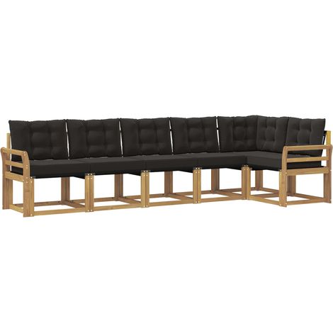 Conjunto de sofás de exterior con cojín 6 pcs Blanco y Negro vidaXL
