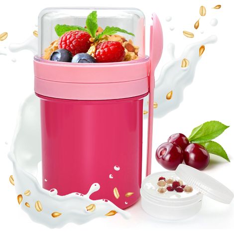 Pot de yaourt à emporter, couvercle hermétique, idéal pour le petit-déjeuner ou les salades, pratique – (1/5)