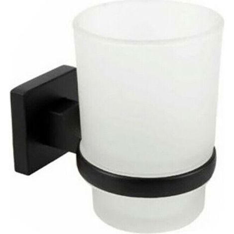 GLASMITHALTERUNGBADEZIMMERZAHNBÜRSTENHALTERWANDHOMESCHWARZ02101