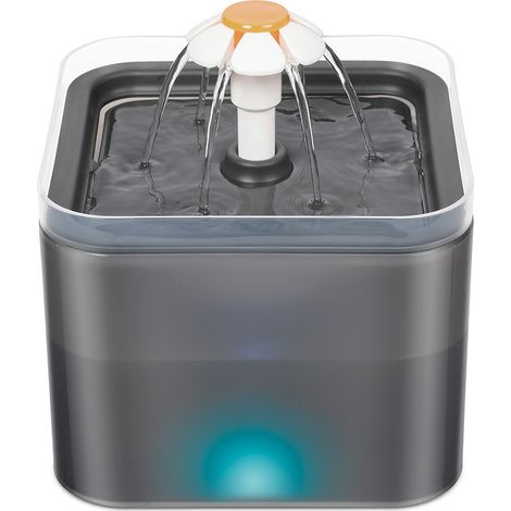 Fontaine à eau chat 2L silencieuse - Filtre charbon actif + LED - 3 modes de distribution - Anticalcaire - Pour chats et petits animaux-Gris (1/5)