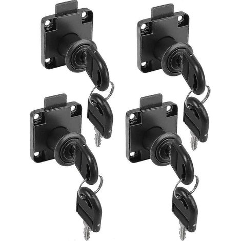 Cadenas pour meubles, lot de 4 verrous à came de 22 mm avec clés différentes, verrou pour armoire, boîte aux lettres et autres meubles, noir (1/5)