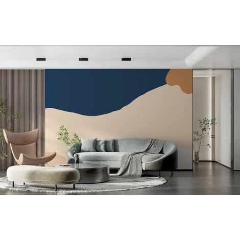 Papier Peint Art & Déco – Courbes Sable et Marine - 400 x 260 cm (1/2)