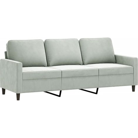 Canapé  Sofa à 3 places Gris clair 180 cm Velours (1/5)
