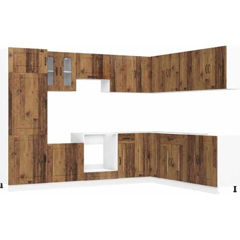 Maison Exclusive - 14dílná sada kuchyňských skříněk "Kalmar" staré dřeva kompozit (1/5)