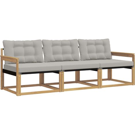 Set di divani da esterno 3 pz  Salotto da Giardino Bianco e Grigio Chiaro (1/5)