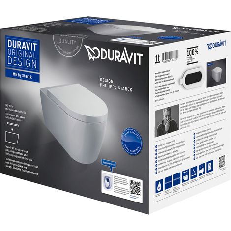Duravit ME by Starck Wand-WC Set, HygieneFlush Tiefspüler,