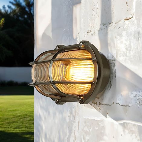 Wandlampe außen Maritim IP64 aus Messing Bullauge (1/5)