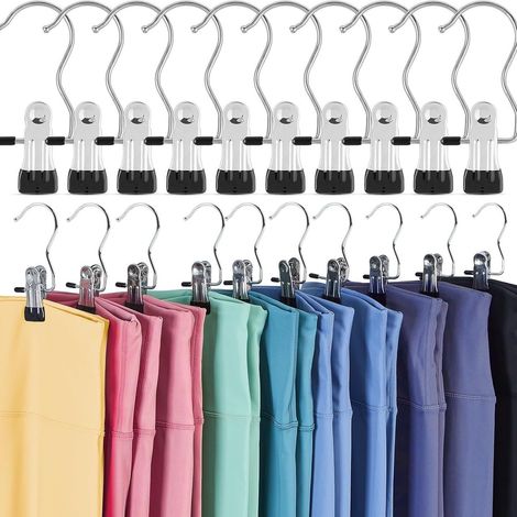 20 pinces métalliques, adaptées aux pantalons de yoga et aux leggings, avec un support de rangement pour armoire recouvert de caoutc (1/5)