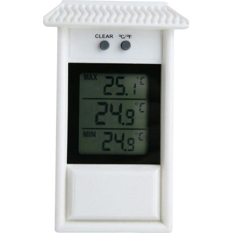Digital thermometer, suitable for use in the garden and at home, indoors and outdoors - white - batteries not included. (1/5)