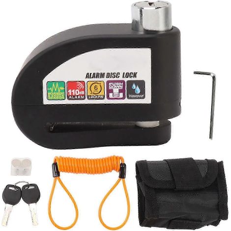 Antivol de disque de frein de moto 110 dB en acier inoxydable antirouille et étanche pour vélos, scooters et véhicules E2u611( ) (1/5)