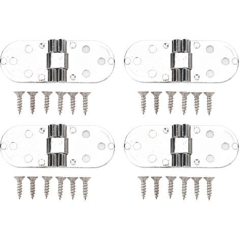 charnière-Paquet de 4 Charnières 180° pour Tables à Abattant - Zinc Alloy, Finition Chrome Bright, 2.2mm d'Épaisseur avec Vis (1/5)