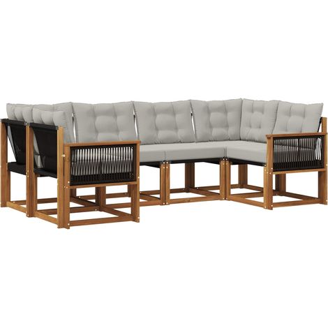 Outdoor Sofa Set with Cushion 6 pcs Natural and Light grey vidaXL