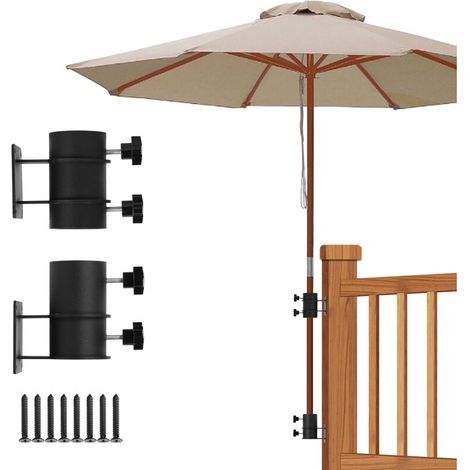 JSSEVN - Stainless Steel Patio Umbrella Base Support – Fixing Bracket for Patio, Balcony or Courtyard Railing (1/5)