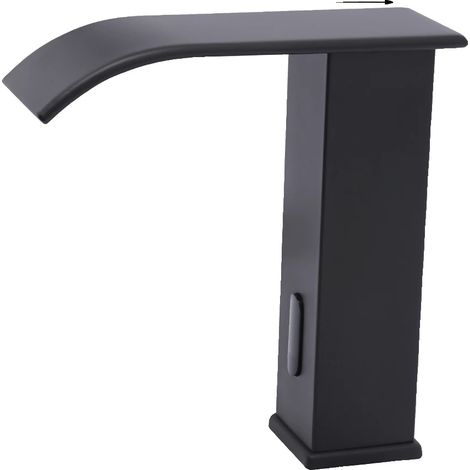 Automatischer Sensor-Wasserhahn, Wasserfall-Design, Warm- und Kaltwasser, schwarz (1/2)