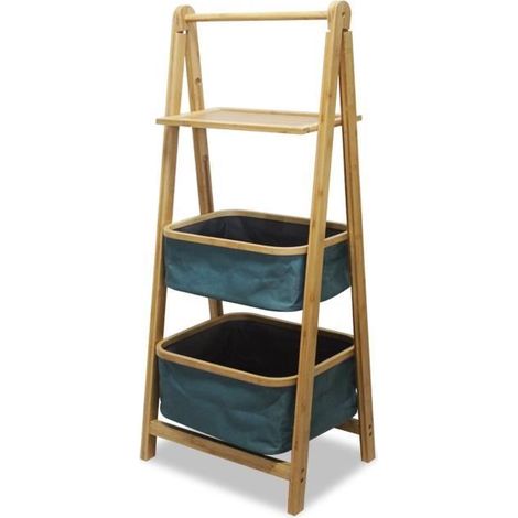 Étagére de Rangement en bambou coloris naturel - Longueur 45 x Profondeur 34 x Hauteur 109 cm -JUANIO (1/2)