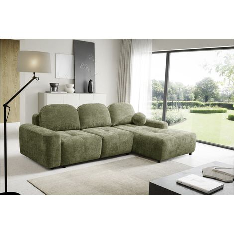Ecksofa Schlafsofa Sofa ARGOS in Stoff Vibe Olivgrün Ottomane Rechts (1/5)