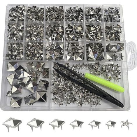 Coffret de rivets - Pièces métalliques décoratives - Accessoires de mode - 820 pièces, outils inclus - 6 mm à 15 mm (1/5)