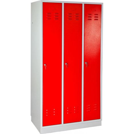 Armoire vestiaire 3 portes Rouge - 890 x 500 x 1775 mm