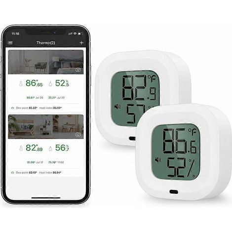 Lot de 2 hygromètres-thermomètres Bluetooth, capteur d'humidité et de température avec (1/5)