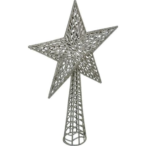 Déco Sapin de Nol Cimier étoile Argent pailleté - Feeric Christmas (1/3)