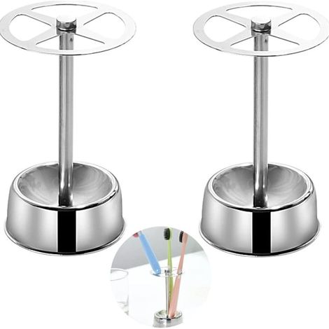 Tandborsthållare i rostfritt stål, 2-pack, metalltandborsthållare, badrum eller (1/5)