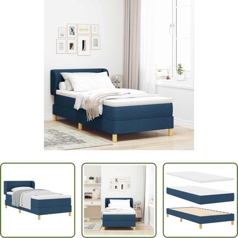 Lit moderne - Lit à ressorts avec matelas Bleu 80 x 200 cm tissu (1/5)