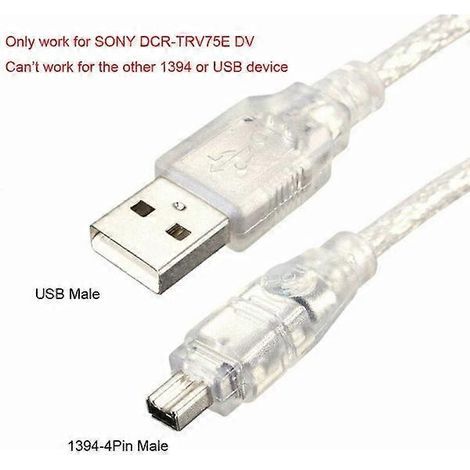 Câble adaptateur USB mâle vers Firewire IEEE 1394 4 broches mâle iLink pour caméscope Sony DCR-TRV75E (1/4)