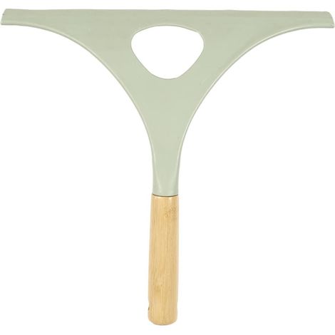 Raclette à vitre verte et manche en bambou