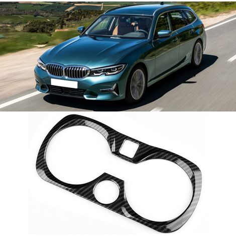 Garniture de panneau porte-gobelet central gauche texturée fibre de carbone, compatible avec BMW Série 3 G20 G28 2020 (1/5)